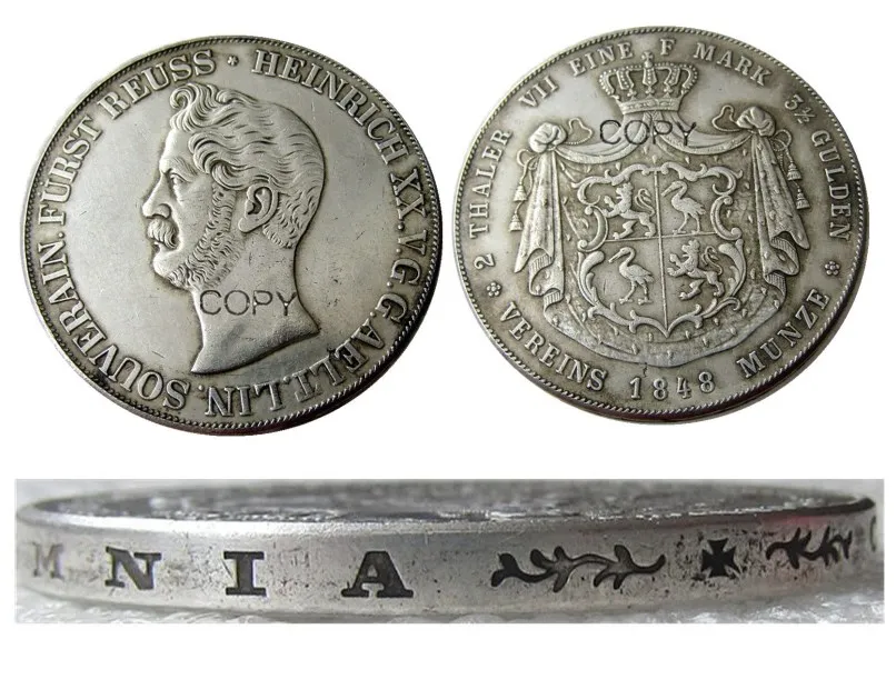 Набор (1841-1851) 4 шт. Посеребренная копия монеты 2 thaler-Heinrich XX | Дом и сад