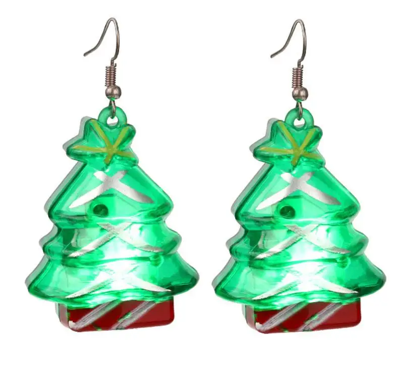 

LED Christmas Earrings Party Favor Light Up Xmas Tree Santa Clau Reindeer Snowflake Drop Flash Earring for Women Kid Girl 50pair