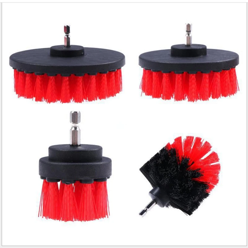 

4pcs/set 2/3.5/4/5'' Electric Drill Brush Kit Plastic Round Cleaning Brush Tool for Carpet Glass Car Tires Nylon Brushes