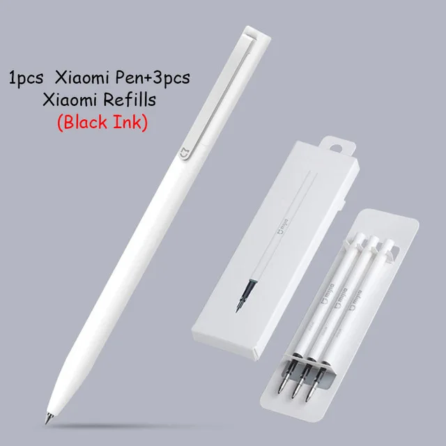 1pen and 3Black ink1 Xiao mi jia чернильное перо mi Pen 9,5 мм ручка для подписи PREMEC гладкая швейцарская заправка mi Kuni японские чернила(черный/синий) лучший подарок - Цвет: 1pen and 3Black ink1