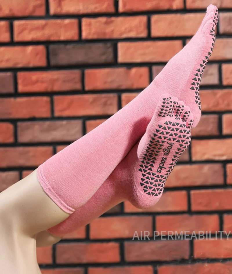 Высококачественные носки для йоги женские длинные до колена с пятью пальцами