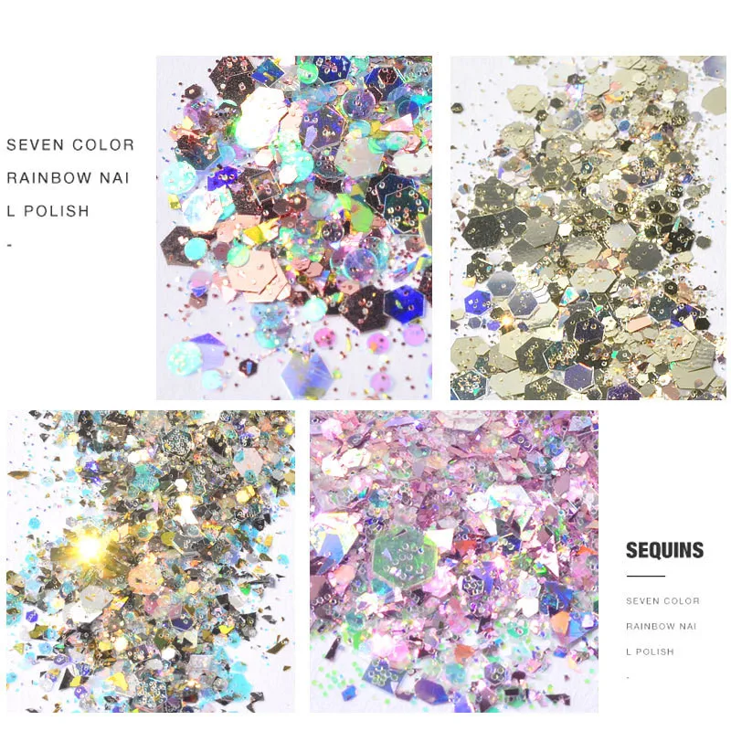 1 коробка глиттер для ногтей смешанный шестигранный круглый симфонический