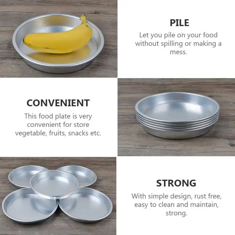 

5 Pcs Aluminium Alloy Dinner Plates Outdoor Dinner Plate Durable BBQ Plates