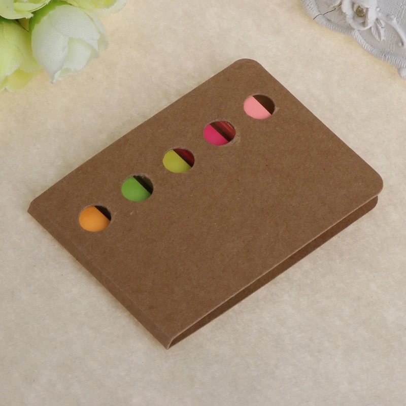 

5 Pads/Pack Kraft Paper Cover Candy Color Sticky Notes Page Marker Index Tabs