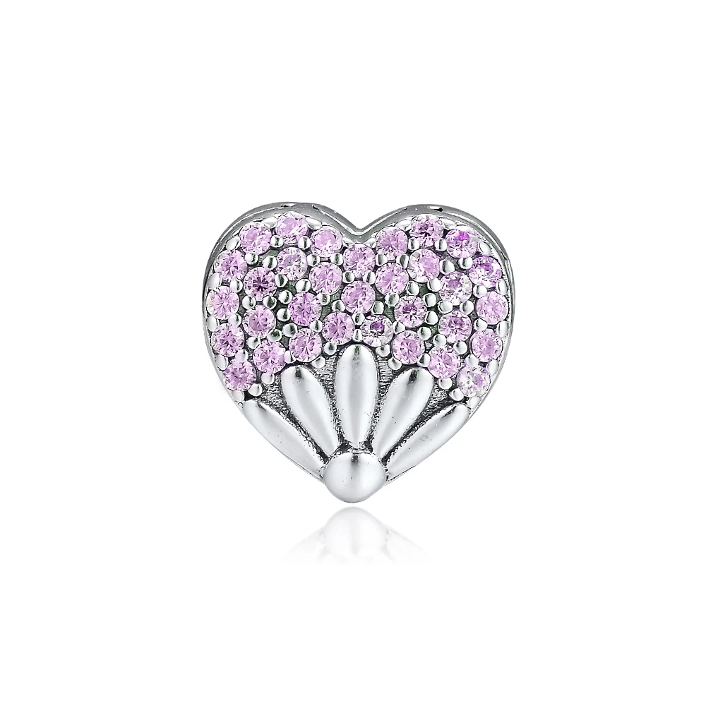 

DIY Fits for Europe Charms Bracelets Floral Daisy Clip Beads with Pink CZ 100% 925 Sterling-Silver-Jewelry Free Shipping
