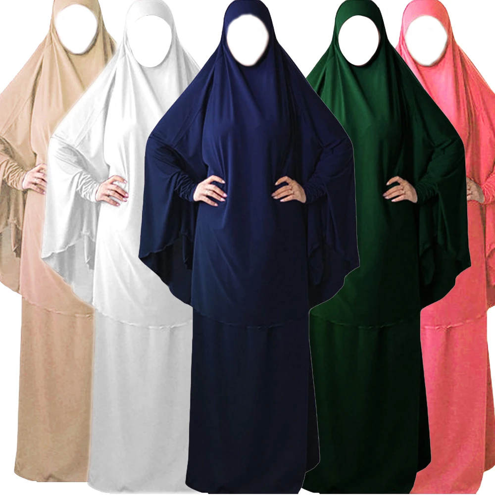 2 шт. мусульманских женщин молитва одежды рамад Абая накладные хиджаб жен платье Кафтан Макси халат богослужение, Новинка