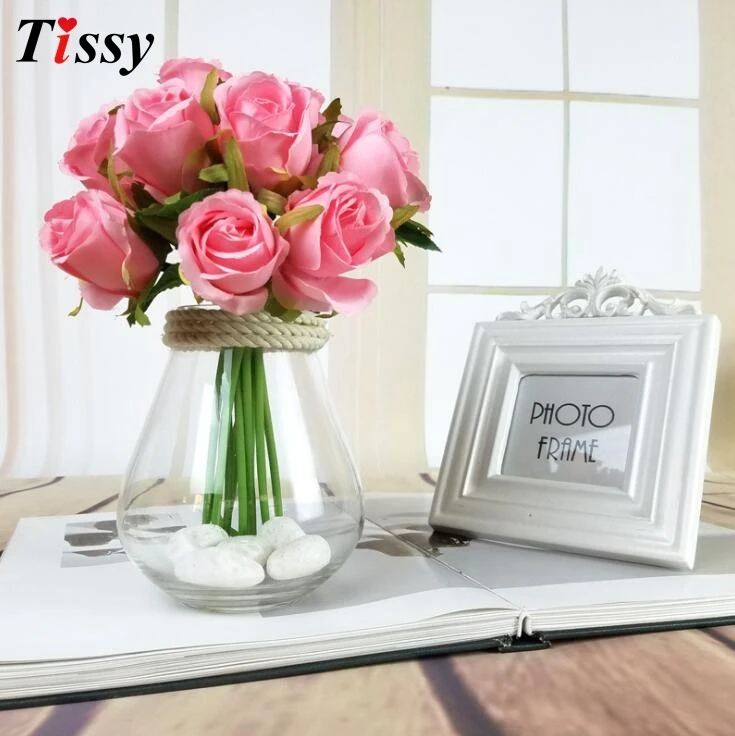 12pcs/lots Artificial Rose Flowers Wedding bouquet White Pink Thai Royal Silk flowers Home Decoration Party Decor | Дом и сад