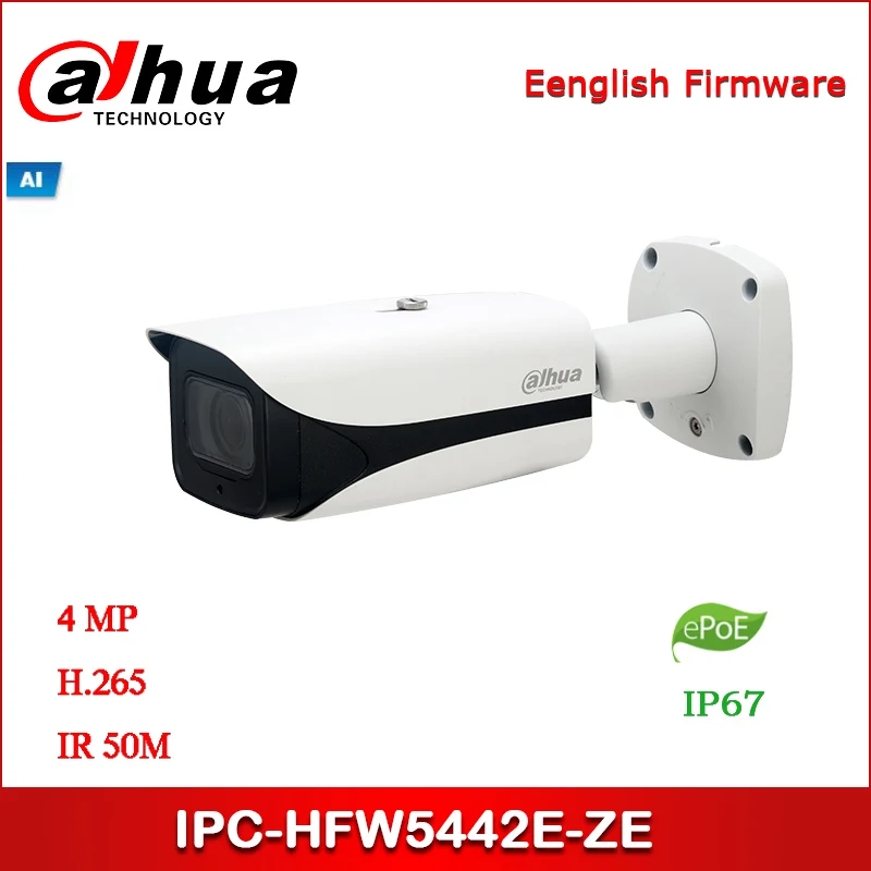 DAHUA IP камера DH-IPC-HFW5442E-ZE 4MP WDR IR Bullet AI сетевая камера 2,7 мм-12,0 мм моторизованный объектив с ePOE