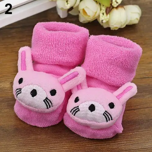 Zapatos antideslizantes para beb&eacute; reci&eacute;n nacido, zapatillas de dibujos animados suaves de animales, botas, calcetines-0