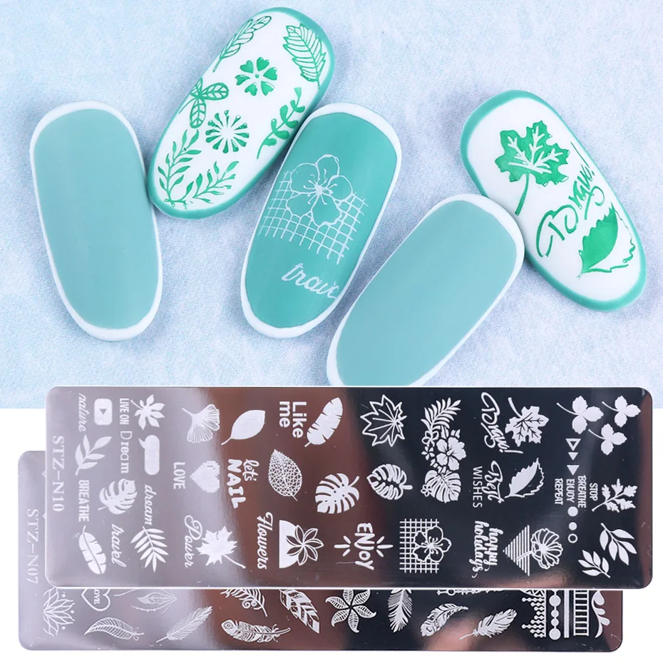 1 шт. трафареты для стемпинга ногтей с изображением цветов и листьев|Шаблоны