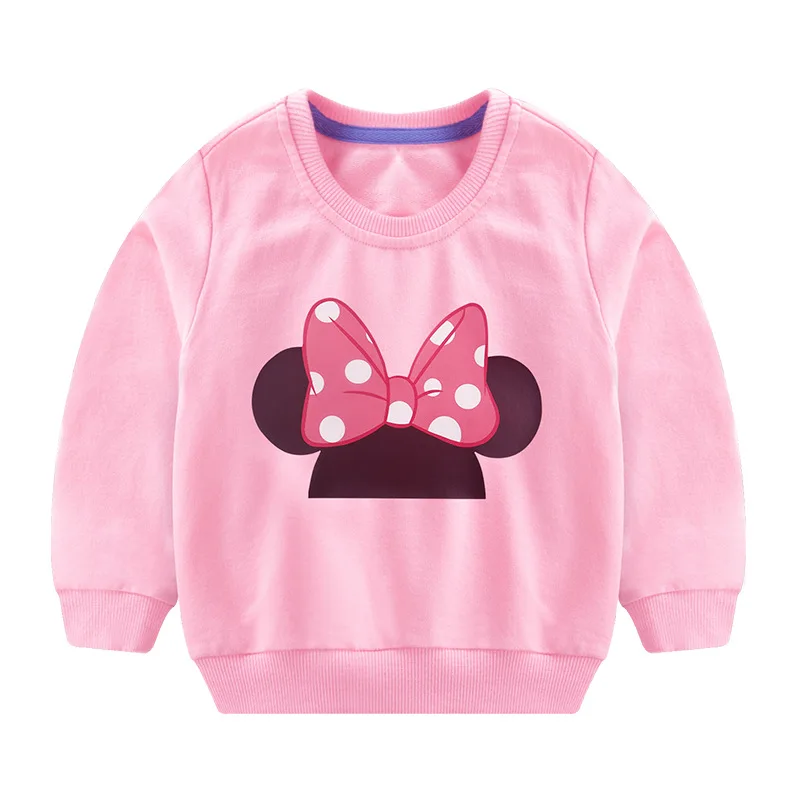 Pink 002 Пуловер с героями мультфильмов г. Весенне-осенняя футболка для детей, толстовка с Микки Маусом, топы, футболка с длинными рукавами одежда для маленьких мальчиков и девочек - Цвет: Pink 002