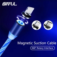 3 in 1 magnetic cable led micro usb cable lighting type c wire for iphone samsung huawei charger magnetic charge usb micro kable