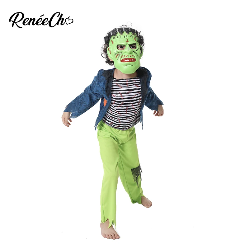 Детский костюм-монстр для мальчиков зеленая маска штаны Хэллоуин |