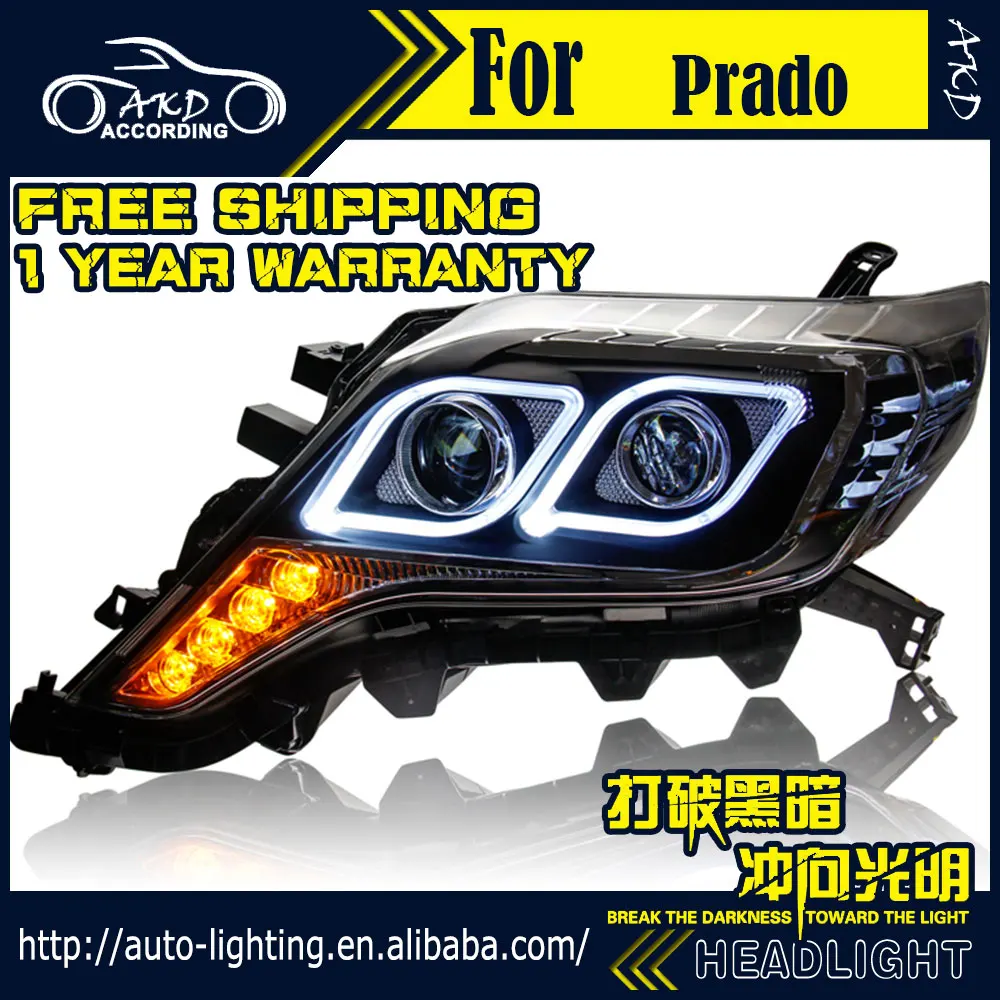 AKD автостайлинг фары для Toyota Prado LC150 2014 2016 светодиодный ные DRL D2H Hid Angel Eye сигнал Bi Xenon