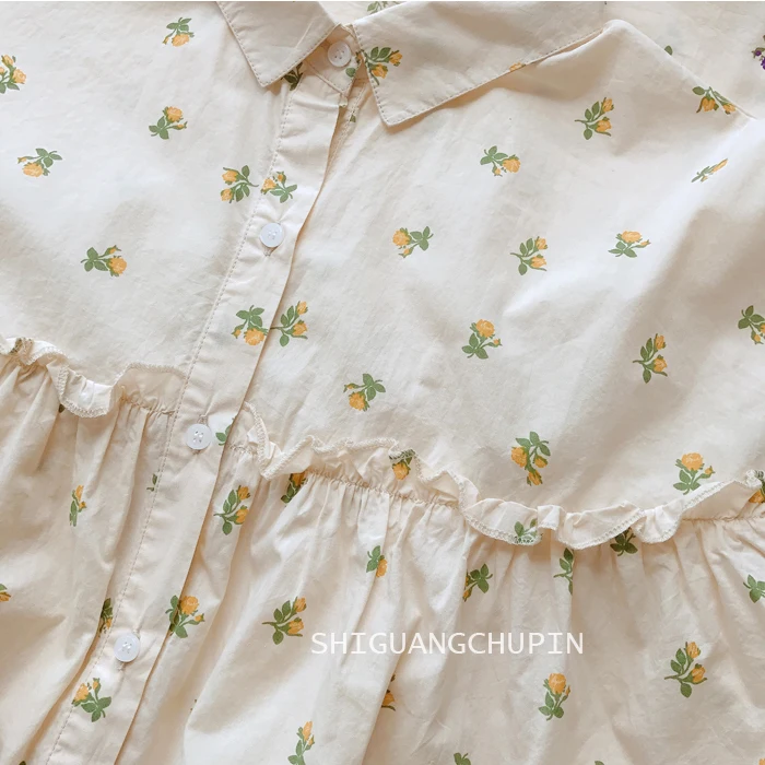 

2020 New autumn Women Blouse Mori Girl Cotton Floral Print Loose Turndown Collar Long Sleeve Casual Shirt