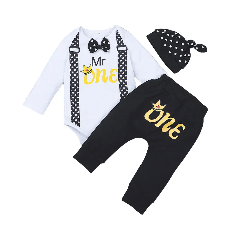 

Newborn Baby Clothes Baby Boy 3Pcs Outfits Autumn Fashion New Letter Long-Sleeved Romper Pants Hat Infant Baby Boy Suits D30
