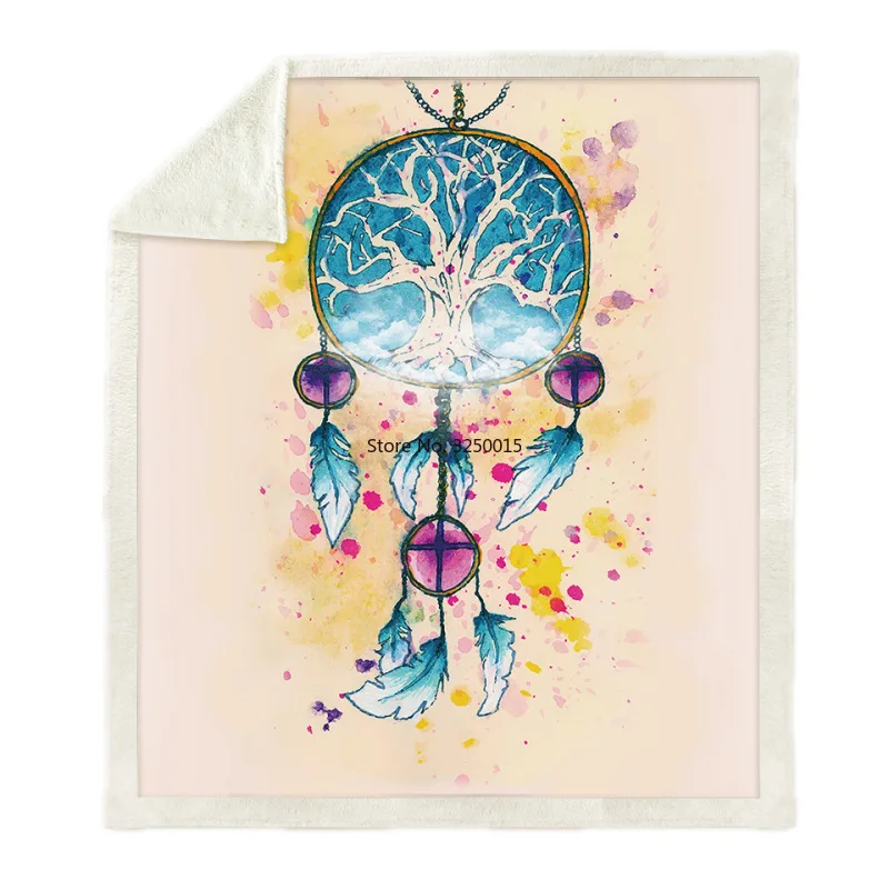 Квадратное шерстяное одеяло с принтом ветряных колокольчиков покрывало для