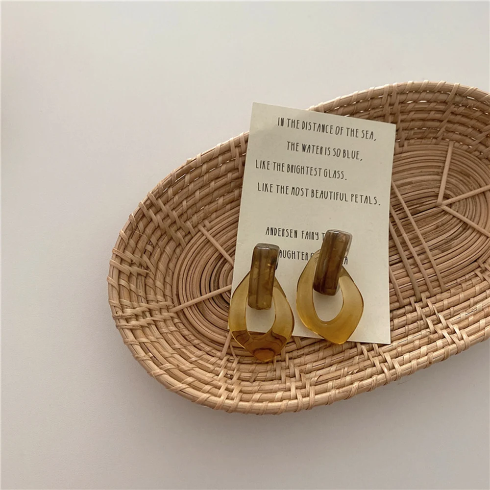 

Earrings Transparent Chain Resin Fashion European and American Style Resin Korean Retro Women Geometric Punk Zinc Alloy