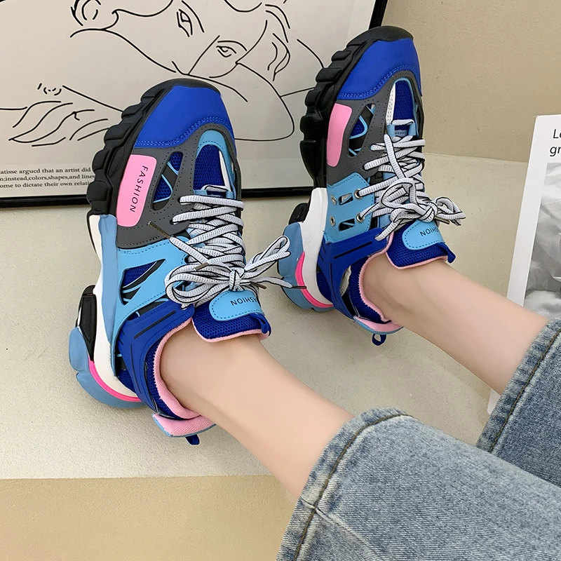 Женские массивные кроссовки на платформе дизайнерские брендовые дышащие