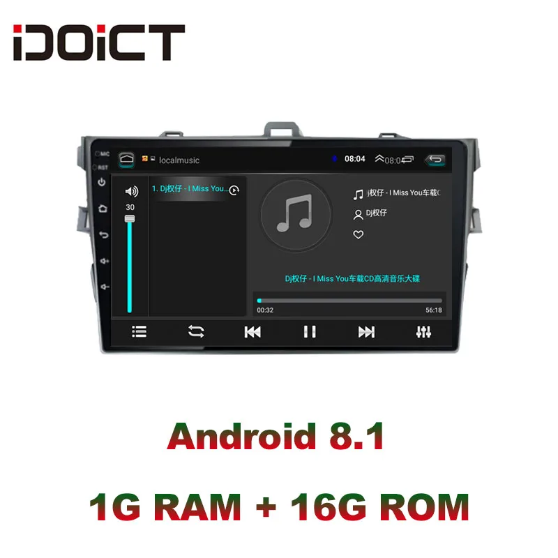 IDOICT Android 9 1 автомобильный DVD плеер GPS навигация Мультимедиа для Toyota Corolla радио 2008-2013