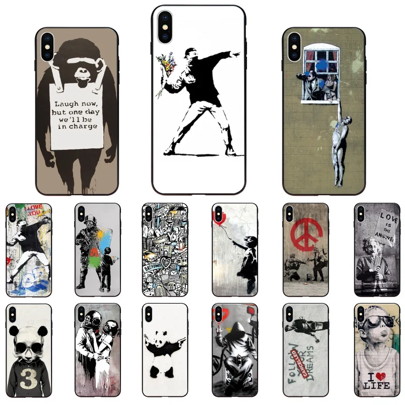 

Street Art Banksy Graffiti Phone Case for iphone 13 12 11 Pro Max Case For iPhone XS MAX X XR SE2 8 7 Plus