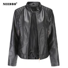 Куртка женская из искусственной кожи на молнии, Байкерская, повседневная, осенне-зимняя