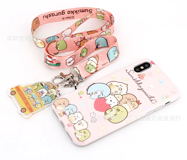 Мультяшный милый Sumikko Gurashi шейный ремешок для ID бейджей шнурок с подвеской