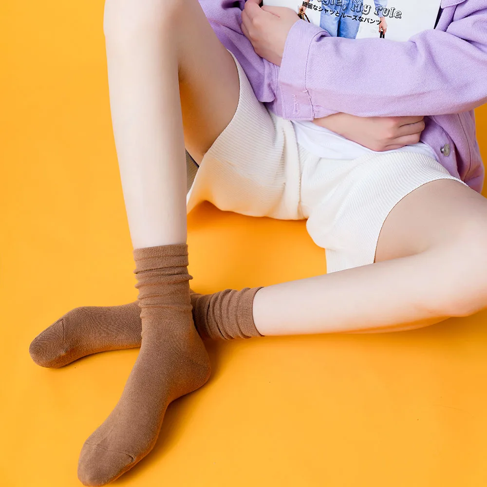 New Women's Cotton Colorful Fashion Casual High Quality Breathable Solid Color Socks Cheap Wholesale 5 Pair
