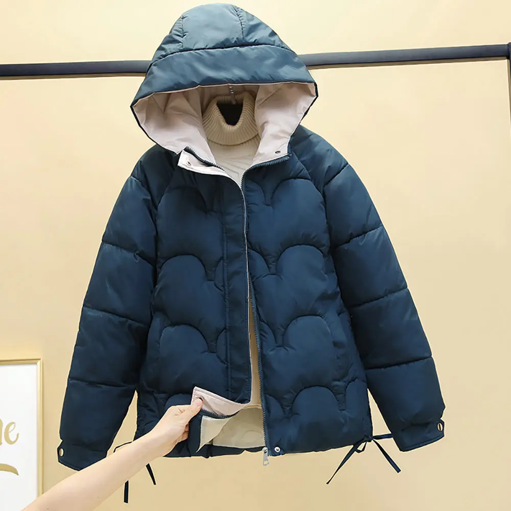 Vielleicht 2021 Short Winter Jacket Women Parkas Coat Winter Hooded Solid Autumn Winter Coat Warm Puffer Jacket Women Clothing