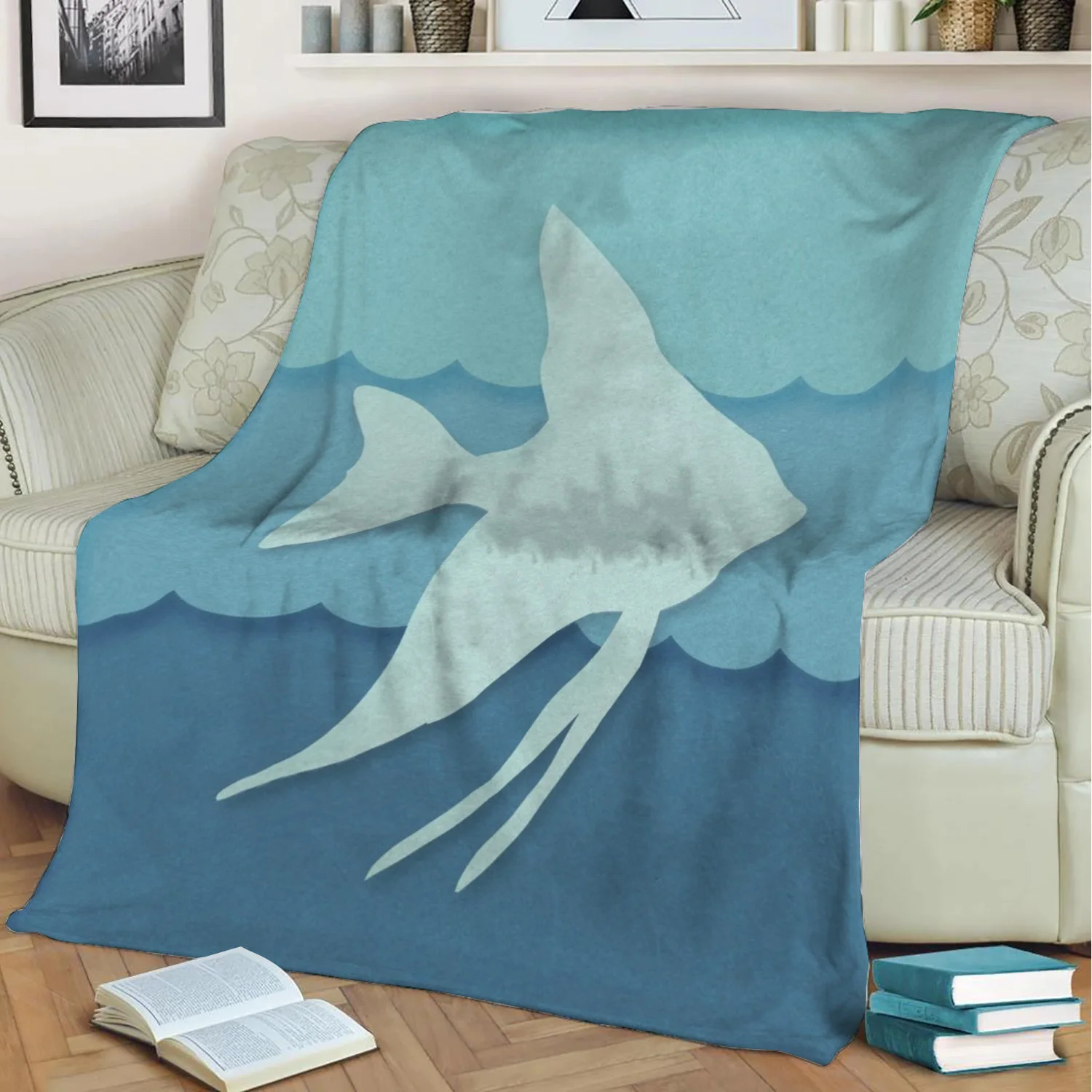 

Angel Fish Flannel Throw Blanket 3D Printed Keep Warm Sofa Child Blanket Home Decor Textiles Dream Family Gift
