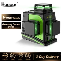huepar 12 lines 3d cross line laser level self leveling 360 degree vertical horizontal cross green beam line usb charging