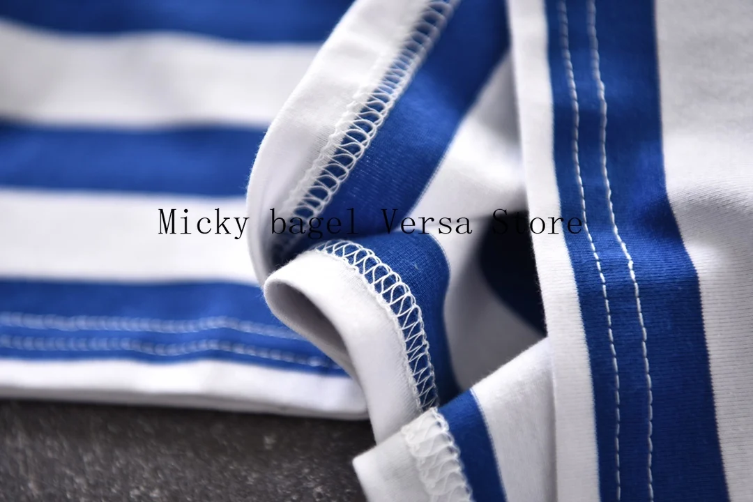 

2021 luxury design classic Stripe Print women's fashion half sleeve top temperament crew neck short sleeve versatile T-shirt