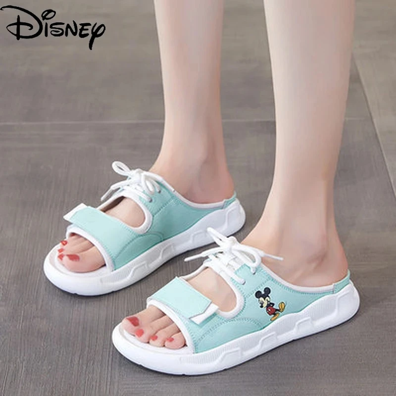 

Disney Mickey Ladies Sandals and Slippers Fashion Summer New Outdoor Flat Shoes Sports Casual Slippers Wild Beach Shoes