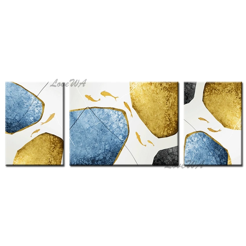 

3 Panel Canvas Gold Foil Stone Designs Oil Painting Wall Picture Home Living Room Decoration Canvas Wall Art 3 Pieces Artwork