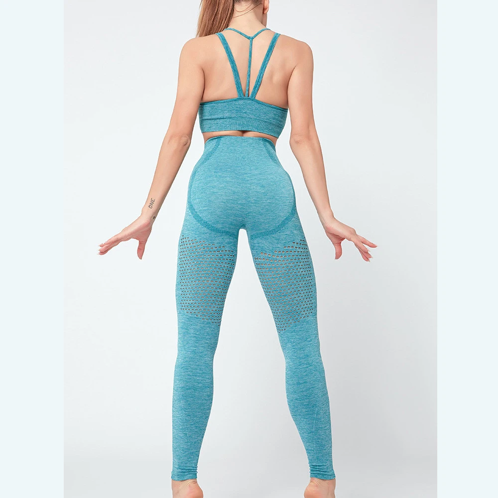 Женский бесшовный комплект для занятий йогой спортивный бюстгальтер и леггинсы