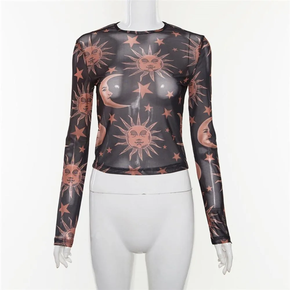 Летняя женская футболка 2019 модные сетчатые прозрачные сексуальные топы с