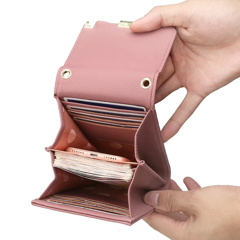 Женский кошелек сплошной цвет маленькая Диагональная Сумка многофункциональная