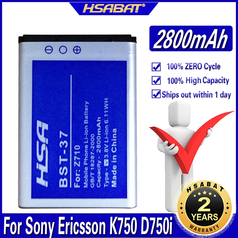 Аккумулятор 2800 мАч для Sony Ericsson D750i J100 J110 J120 J220 J230 K200 K220 K608 K610 W800 W810 W550C W810C W700C W710C|battery