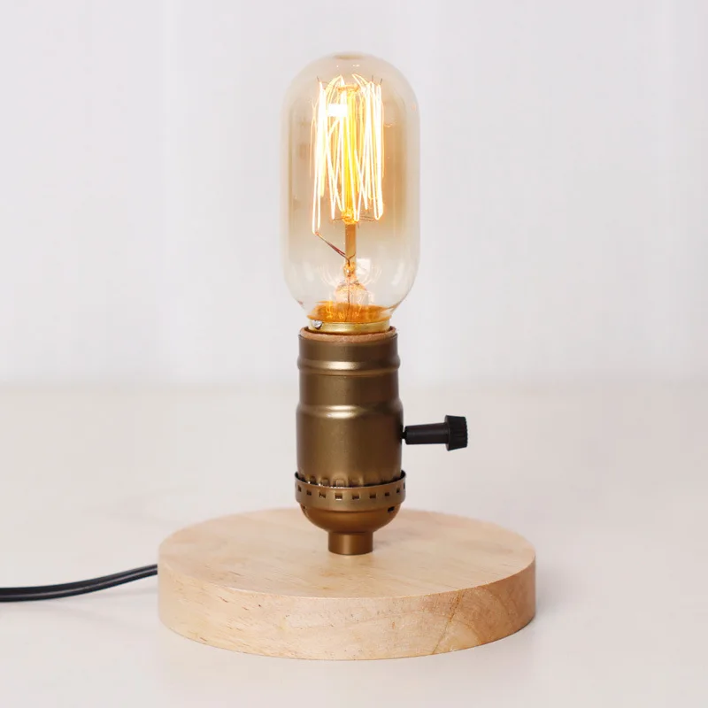 

Wooden Aluminum Table Lamp Retro Loft Desk Edison Bulb 110V/220V Night Light Office lamp Bedroom/Living Room/Cafe Lam ZM1024