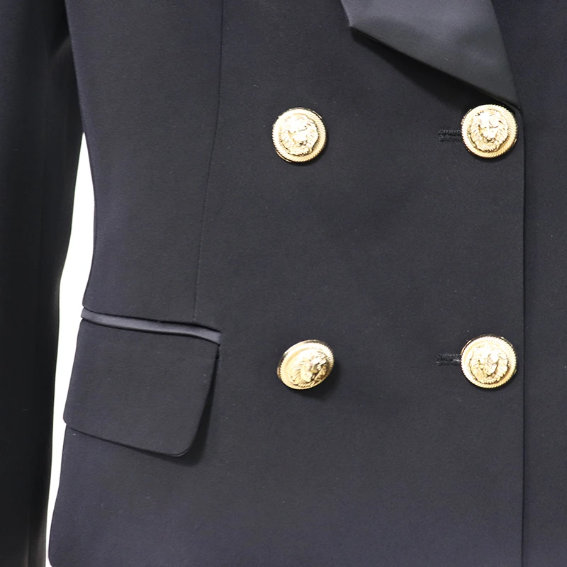 

HIGH STREET 2021 Newest Fashion Designer Blazer Jacket Women's Shawl Collar Double Breasted Lion Buttons Slim Fitting Blazer