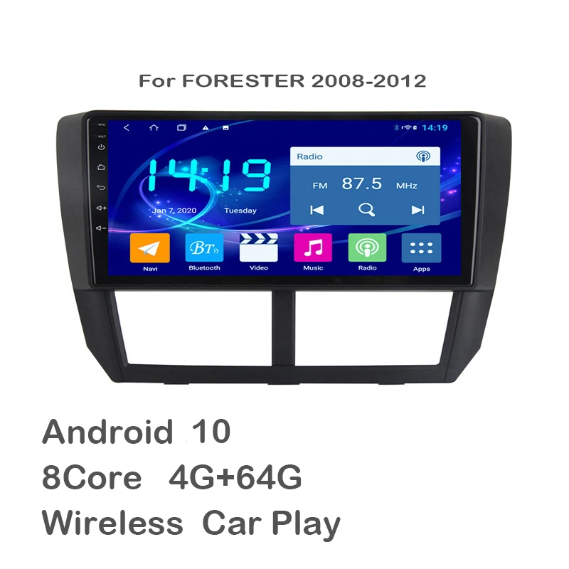 

Для Subaru Forester 2008-2012 android10.0 2Din 8 ядер 4G + 64G встроенный беспроводной Автомобильный плеер радио мультимедиа видео GPS навигация