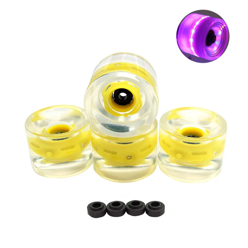 

4PCS 70mm LED Longboard Wheels With Magnet Ring Transparent LED Skateboard Wheels Skate Parts PU Wheels Free Shipping