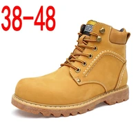 new mens high end leather martin boots outdoor non slip wear resistant tooling boots winter plush warm boots cold boots