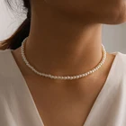 Минималистское ожерелье-чокер из искусственного жемчуга для женщин, ювелирные изделия, цепочка невесты ожерелье, ювелирные изделия