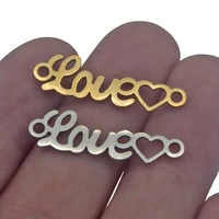 5pcslot stainless steel charms gold love heart diy jewelry findings bangle connector accessory 2 holes making necklace bracelet