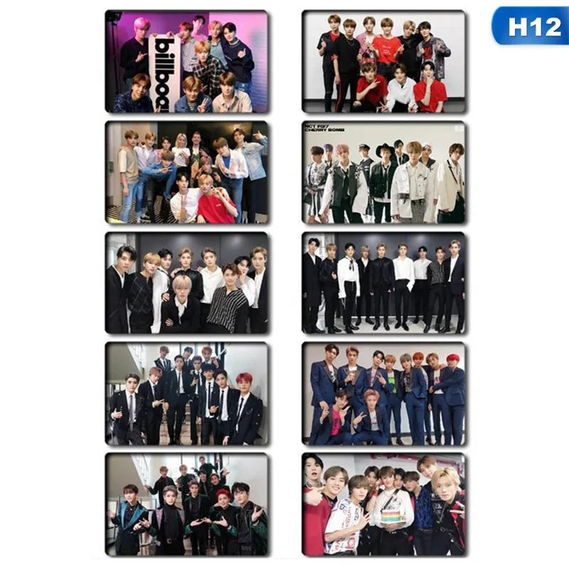 H12 10 шт./компл. k-pop NCT 127 мини-альбом карты с кристаллами наклейки автограф фотокарты бумажные карты - Цвет: H12