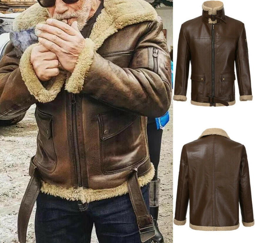 Модная мужская зимняя теплая Ретро меховая локомотивная куртка из искусственной