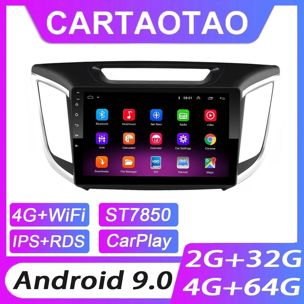 4G + 64G Android 9 0 автомобильный dvd плеер для Hyundai Creta ix25 2015 2019 Радио GPS навигация WIFI RDS