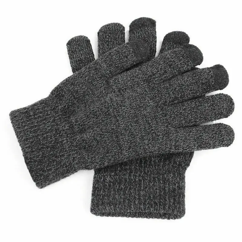 Зимние Модные Повседневные плотные теплые вязаные шерстяные перчатки для мужчин