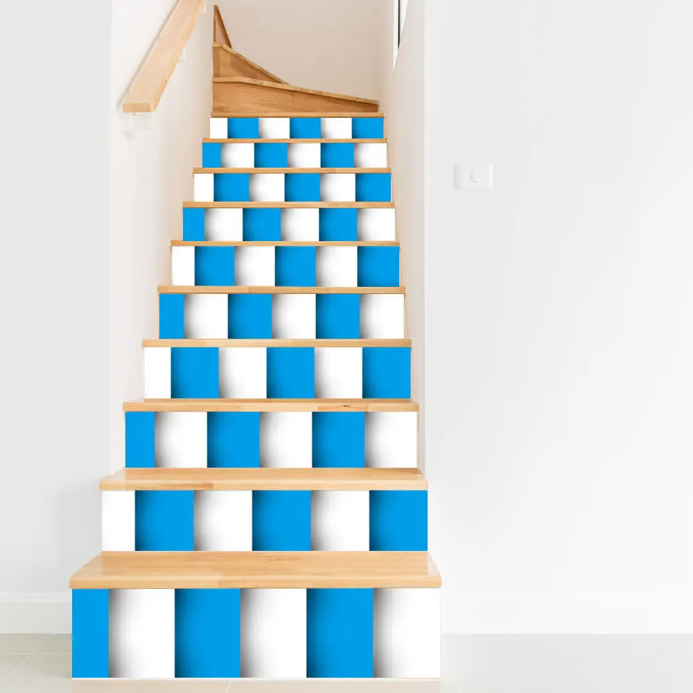6 шт./компл. сине белая мозаичная плитка настенные лестницы наклейки